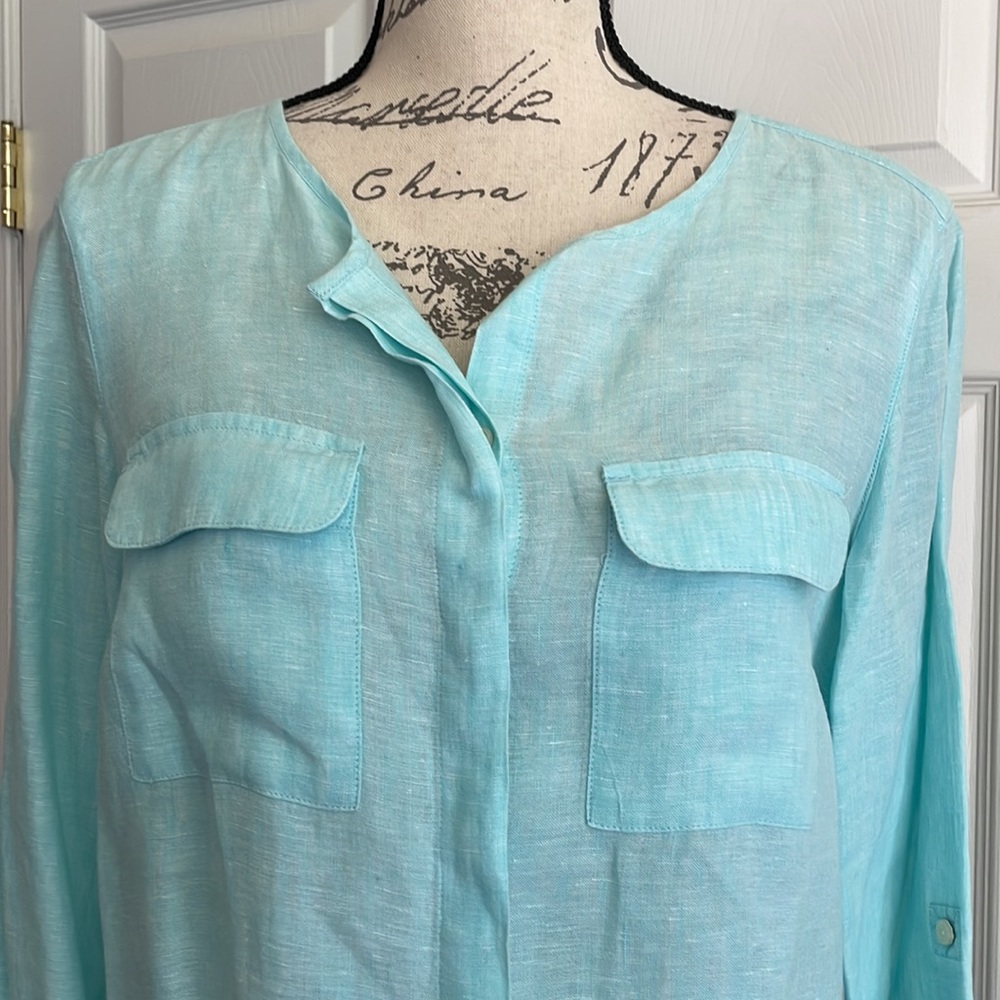 Talbots 100% Linen Buttons Down Shirt - image 2
